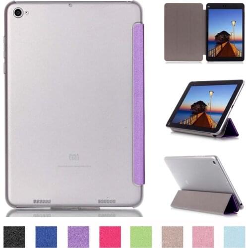 Slim Lightweight Folio Stand Transparent Clear PU Leather Magnet Smart Sleep Cover Case For Xiaomi Mi Pad 3 2 Generation Tablet