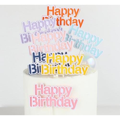 Cake Decoration Simple Version Macaron Color HappyBirthday Birthday HB Cake Insert Card Cake Decorating Supplies