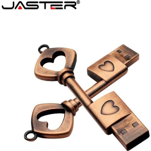 JASTER creative usb2.0 Love key model Pendrive 4GB 8GB 16GB 32GB 64GB pen drive USB Flash Drive give gril gift