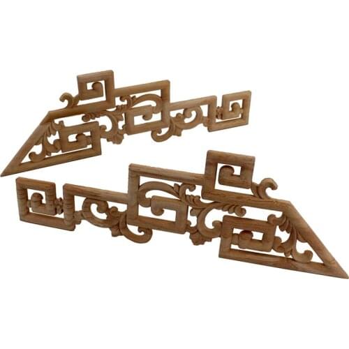 VZLX Unpainted Wood Carved Decal Corner Applique Frame for Home Furniture Wall Cabinet Door Decorative Wooden Miniature Craft