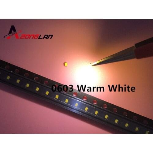 100pcs 0603 Warm white Ultra Bright SMD SMT LED light-emitting diodes High quality New 1.6*0.8*0.6MM 2800-3500K