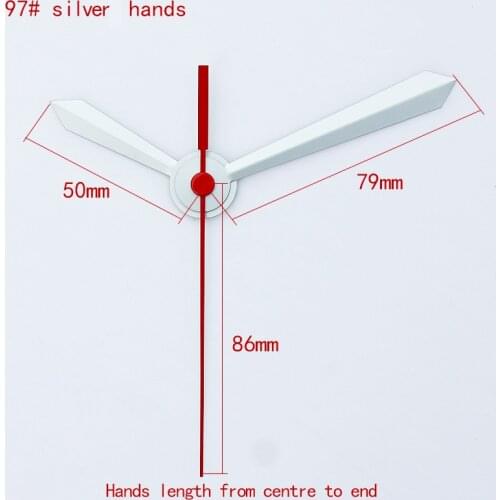 12888 Young Town White Axis Hands Silver Clock Hands 97# Metal Aluminum Quartz Clock Accessory High quality DIY Clock kits