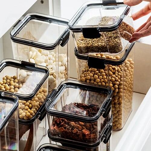 1300/1800ML Airtight Food Storage Containers Plastic Cereal Dry Kitchen Refrigerator Noodle Sealed Box Pantry Organization