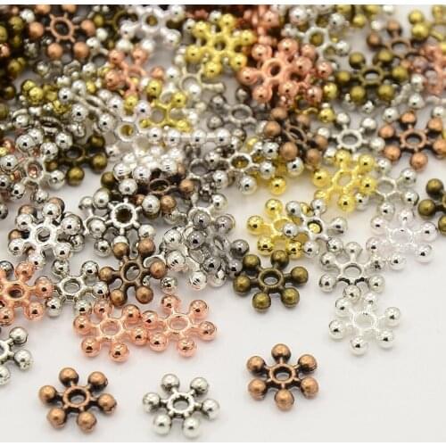 20pcs Mixed Tibetan Silver Snowflake Loose Bead Spacers for jewelry making DIY Accessories 8.5x2.5mm, Hole: 1.5mm F80