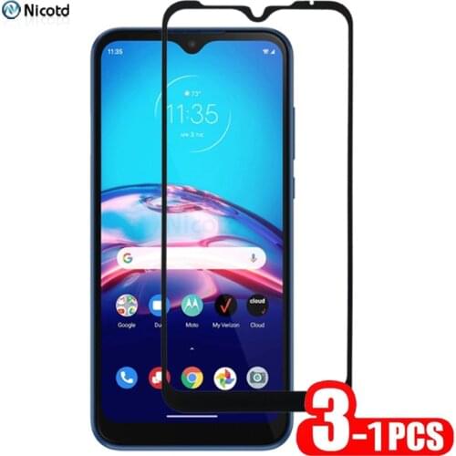 3-1Pcs NicoTD Full Cover Tempered Glass Screen Protector For Motorola E 2020 Full Glue Protective Glass Film On For Moto E 2020
