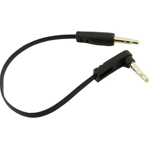1x 3.5mm 3pole Male to 3.5mm 1/8" 4pole Male Stereo Right Angled Audio Flat Wire Cable for PC iPod MP3 Black 15cm