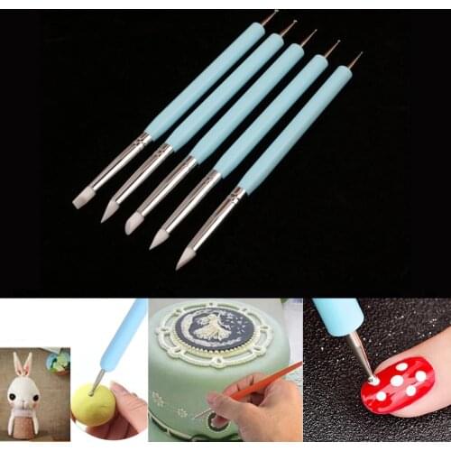 5 pcs Double-headed Cake Modelling Ball Tools Silicone Cutter Set Fondant Decorating Mold Tools