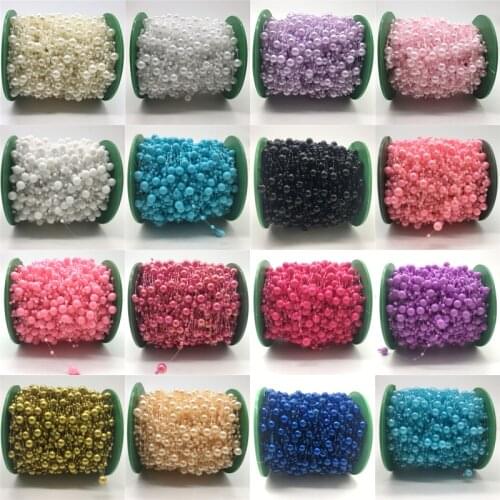 5yards/Lot 3mm 8mm Fishing Line Artificial Pearls Beads Chain Garland Flowers Wedding Party DIY Decoration Brides Headgear