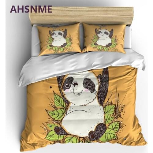 AHSNME Lovely Panda Bedding Set Jogo de Cama King Queen Size Microfiber Fabric Duvet Cover National Animal Bed Sets No Sheet