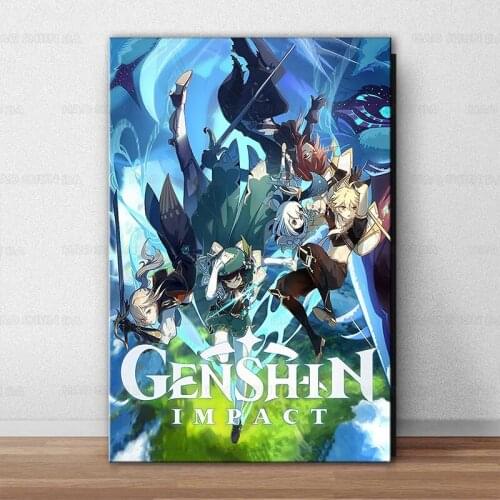 Genshin Impact Anime Posters Prints Home Room Decor Study Bedroom Bar Cafe Wall Paintings Cartoon HD Print Picture