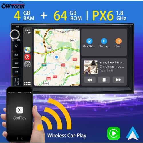 7" Universal PX6 4G+64G 2Din Android 10 Car Multimedia Player Radio GPS Navigation TDA7850 Wireless Carplay DSP HDMI Auto Stereo