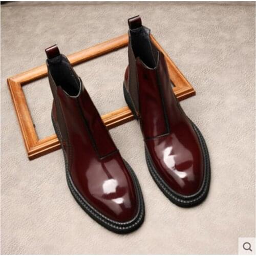 Martin boots, English Suede High Tops. Business Mens leather boots. Leather booties. Cotton boots with shiny leather