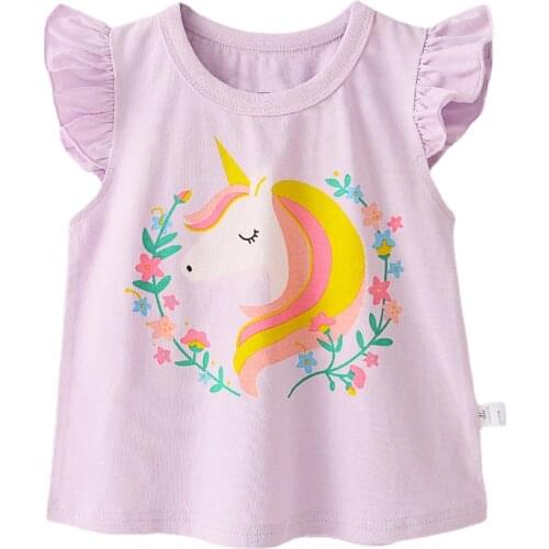 Kids Unicorn Tee Girls Summer Cartoon Clothes Kids Graphic T Shirt Baby Tshirt Children Clothing