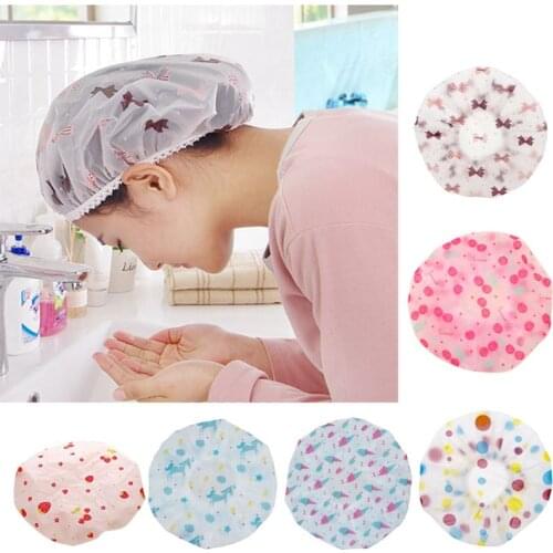 Shower Elastic Waterproof Bath Plastic Bathing Hair Lady Salon Hat K0AB