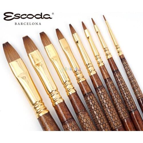 Escoda Grafilo sereis 2920,Mink hair,Flat head,Classic Carving Long Handle,Artist Watercolor Brush,Art supplies