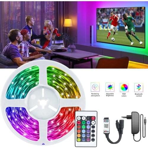 LED Strip Light Flexible Ribbon RGB5050 SMD Waterproof Bluetooth Control Smart Luces Lamps Set For Bedroom Kitchen TV Background