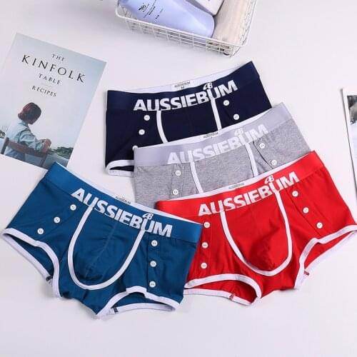 Personalized mens underwear, sports boxers, trendy mens sexy Korean boxer shorts, aussiebum