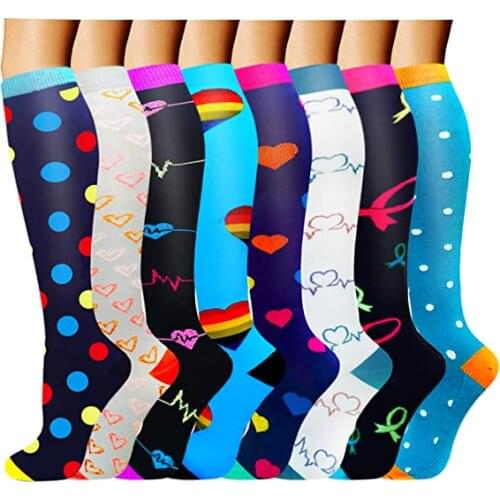 Compression Stockings Varicose Veins Socks Anti Fatigue Unisex Heart Shaped Golfs Tube Men Women Anti-slip Fit Outdoor Sports