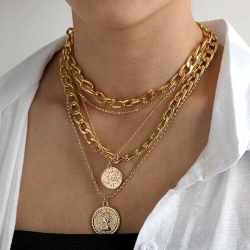 IFMIA Punk Cuban Choker Necklace Collar Hip Hop Big Thick Chunky Chain Fashion Coin Pendant Necklace Women Jewelry Vintage 2020