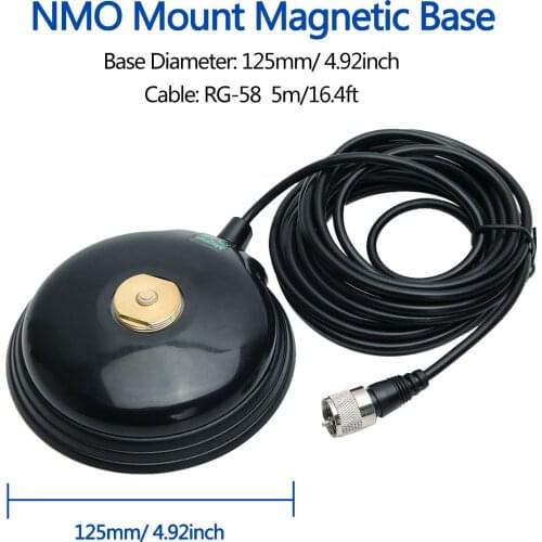 ABBREE NB-125 NMO Magnet Mount Includes 5m/16.4ft RG-58 Cable PL-259 Connector QYT TYT YAESU Car Mobile Radio Antenna