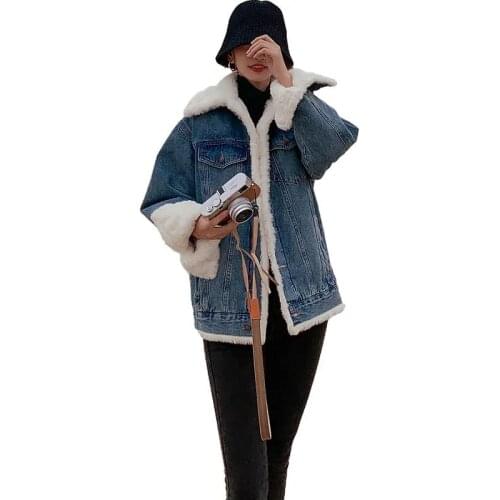 Fashion Denim Jacket Women 2021 Winter New Korean Version Loose And Thin Wind Short Style Plus Velvet Thick Cotton Clothing Tide