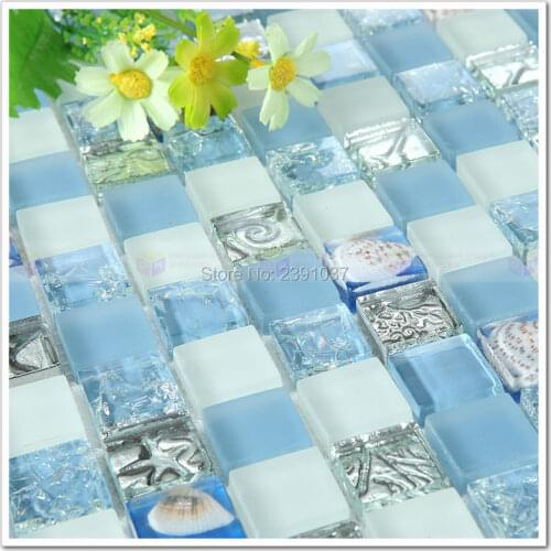 1BOX(11sheets) Brand New Blue Glass Mosaic Crystal Glass 3D Mosaic Tile Wall tile kitchen backsplash ceiling tile Free shipping