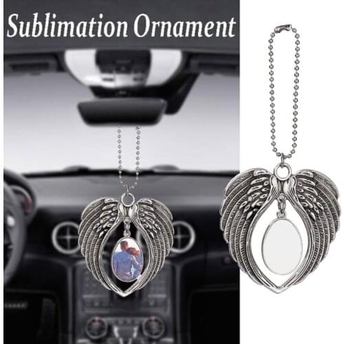 N7MF Angel Wing Sublimation Blank Pendant Heat Transfer Double-sided Printing Car Hanging Ornaments for Auto Home Decor