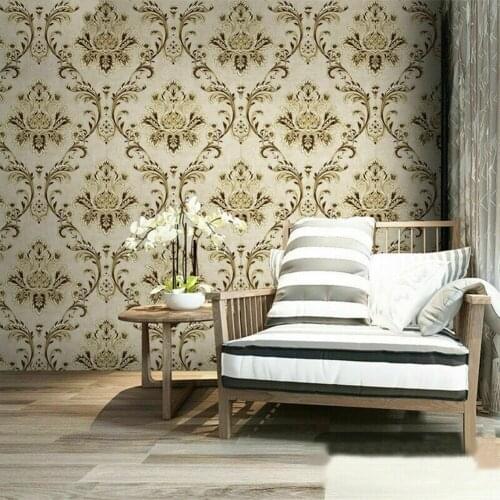 Kitchen Wall sticker TV background Retro Damask Waterproof Wall Sticker