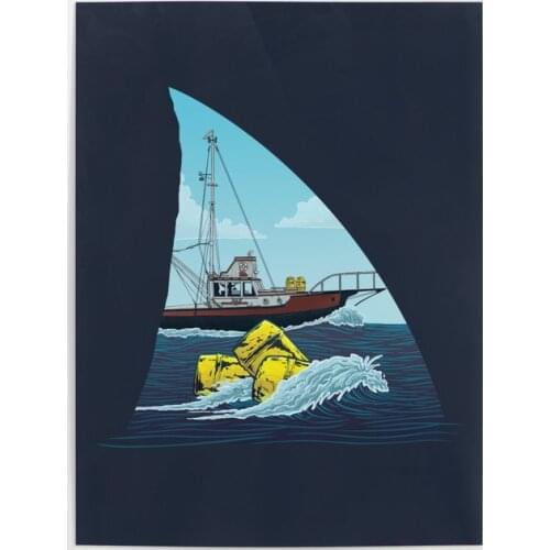 Wall Art Canvas Prints JAWS a Shark Sea Blue Cartoon Painting Home Decoration Pictures Modular Frame For Office Poster Artwork