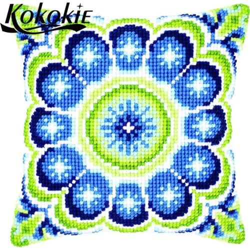 Handmade embroidery cushion cover kits cross stitch pillowcase fabric throw pillowcase Mandala pattern embroider needlework kits