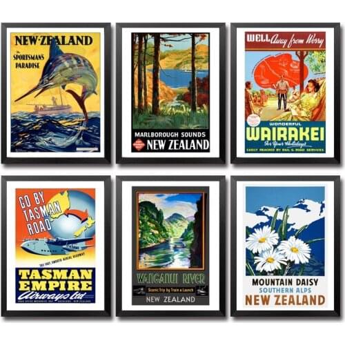 New Zealand Lorne Brisbane Cool Off Empire Vintage Travel Poster
