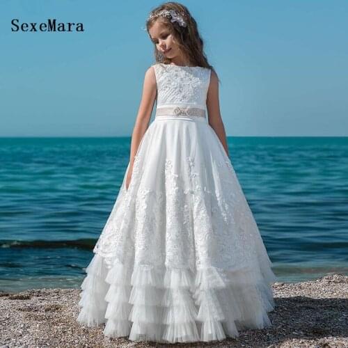 New Girls Pageant Gown First Communion Dress Lace Flower Girl Dresses For Weddings Vestido Daminha
