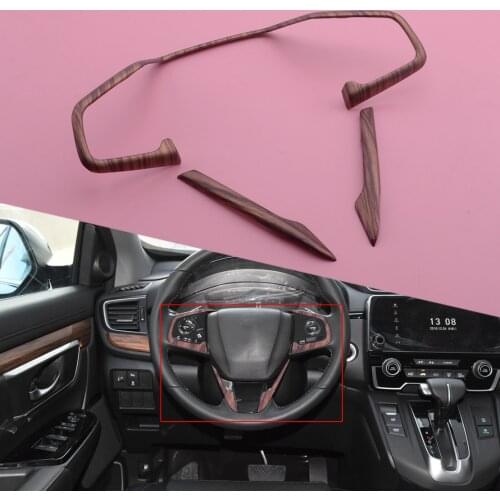 1Set Peach Wood Grain Style Steering Wheel Decor Cover Trim Fit For Honda CR-V CRV 2017 2018 2019 2020