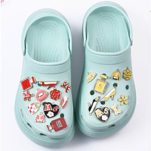 Perfume High Heels Lipstick Croc Charms Gold Color Pendants DIY Jewelry Making Handmade Craft Shoe Charms