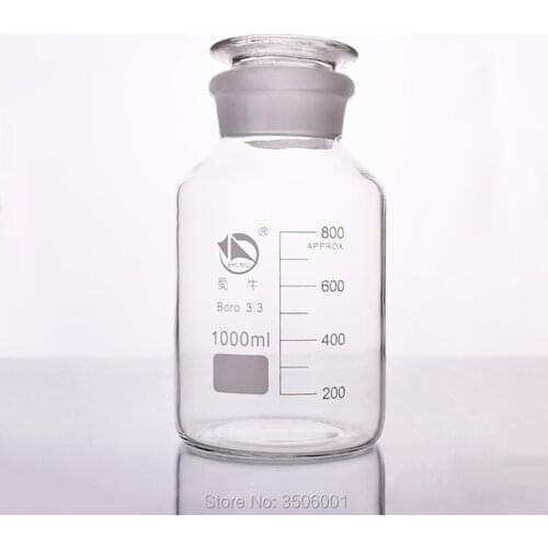 Reagent bottle,Wide mouth,Clear,Boro. 3.3 glass,Capacity 1000ml,Sample Vials