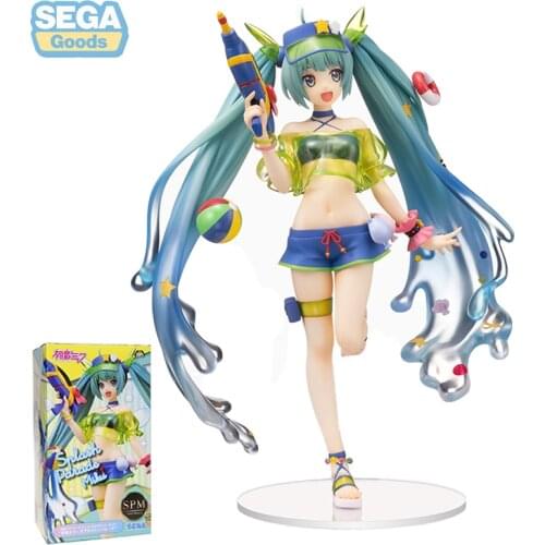 SEGA VOCALOID Original Hatsune Miku Figure SPM Summer Water Gun 22Cm PVC Anime Figurine Model Toys for Girls Gift