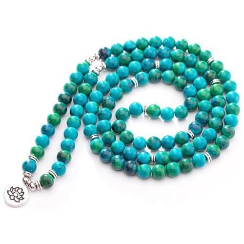 Blue 108 beads 8mm elastic adjustable Lotus life tree Buddha OM eye Chakra Reiki agate Onyx Yoga Bracelet necklace 5ugh4