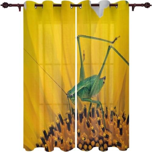 Modern Curtains Insect Yellow Flower For Living Room Bedroom Valances Window Curtain Sunshade Finished Kitchen Treatment