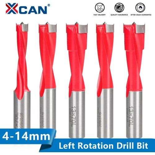XCAN 1pc 4-14mm Wood Forstner Drill Bit Left Rotation Router Bit Row Drilling for Boring Machine Drills 2 Flute Router Drill Bit