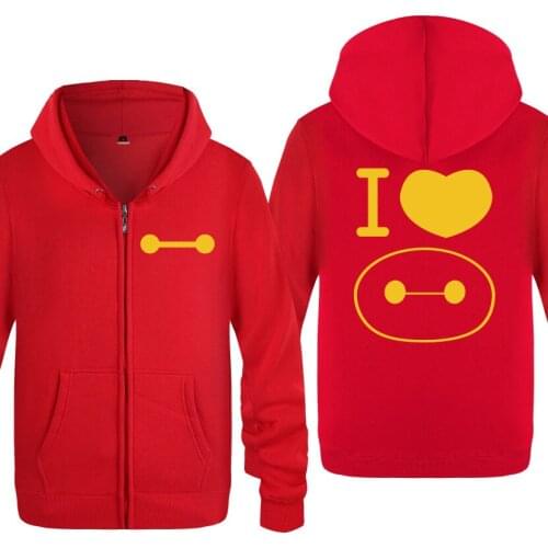 Zipper Hoodies Men I Love Baymax Anime Mens Hoodie Fleece Long Sleeve Mans Jacket Sweatshirt Tracksuit Oversized New