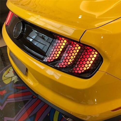 6pcs Car Taillight PVCSticker Warning Tape Vinyl Film Reflective Rear Light Decoration Decal Cover Accessories For Fo rd Mustang