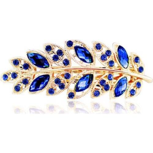 1 PC Beauty Women Fashion Hair Clip Leaf Crystal Rhinestone Barrette Hairpin Headband Hair Accessories 5 Colors Party Gifts