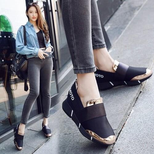 Mujer femmes Femine sans lacet décontracté épaissir doux semelle Plimsolls mocassin Zapatillas plat paresseux loisirs chaussures