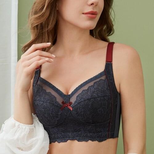 Womens Full Coverage Wire Free Non-Foam Lace Bra 34 36 38 40 42 B C D E