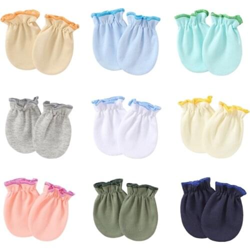 1 Pair Baby Anti-scratch Soft Cotton Gloves Newborn Handguard Mittens Infants Supplies Shower Gifts G99C