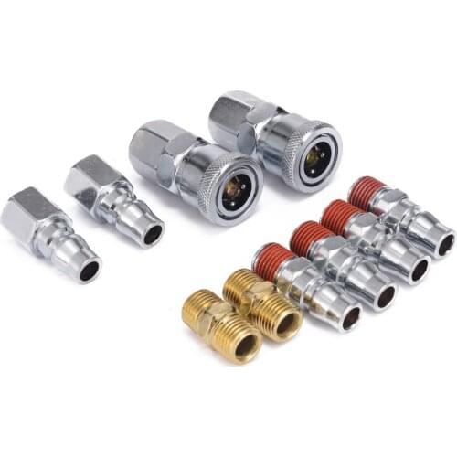 10pcs Air Tool Quick Coupler Set Nickel-plated Iron1 /4'' Air Hose Connector Fittings For Pneumatic Tools Accessories