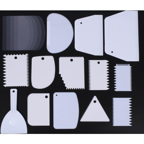 18pcs Cake Cream Plastic Scraper Scraping Scratch Sawtooth Plastic Tooth Scraper DIY Baking Dessert Mold Kitchen Tools M013