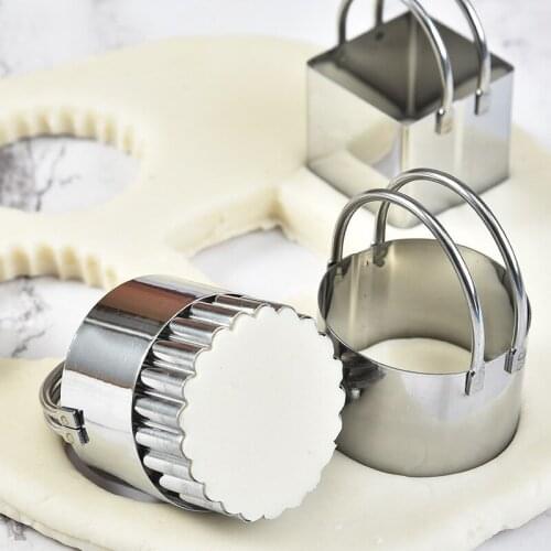5Pcs Stainless Steel Biscuit Mold Vegetable Shape Cutter Set Round/Square Shape for Cookies Fruit Kids Baking TS1