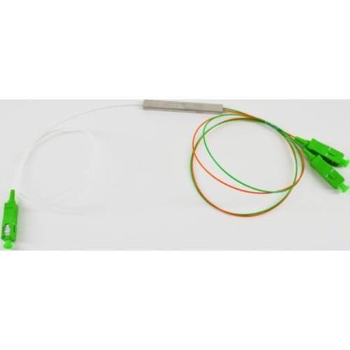 5PCS/ Lot Singlemode Simplex Micro Steel Tube Pipe PLC Optical Splitter SC APC 1X2 FTTH Fiber Optic Splitter Optical Coupler