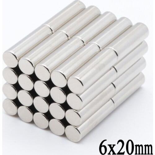 50pcs 6 x 20 mm N35 Mini Round Super Strong Magnet Rare Earth Permanent Neodymium Magnets 6x20mm Magnet NdFeB 6 x 20 mm